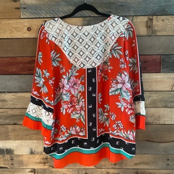 Anthropologie Fig and Flower Floral Blouse - Orange, Black, Green - Picture 2 of 8